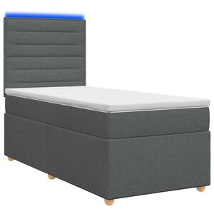 vidaXL Letto Box Spring LED con Materasso Grigio Scuro 90 x 190 cm