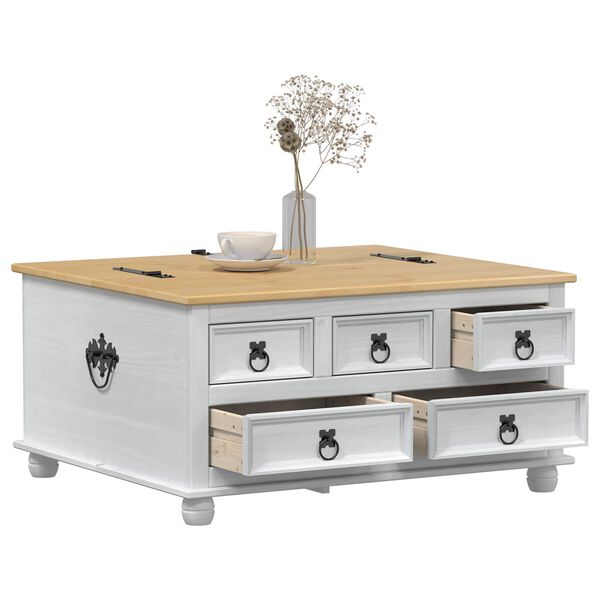 vidaXL storage box con cassetto Bianco 90 x 78 x 45 cm Pino massello