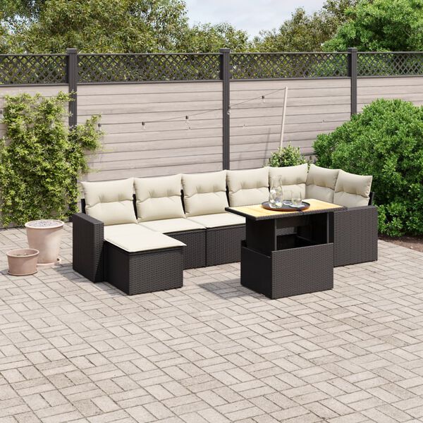 vidaXL Set Divani da Giardino con Cuscini 8 pz Nero in Polyrattan