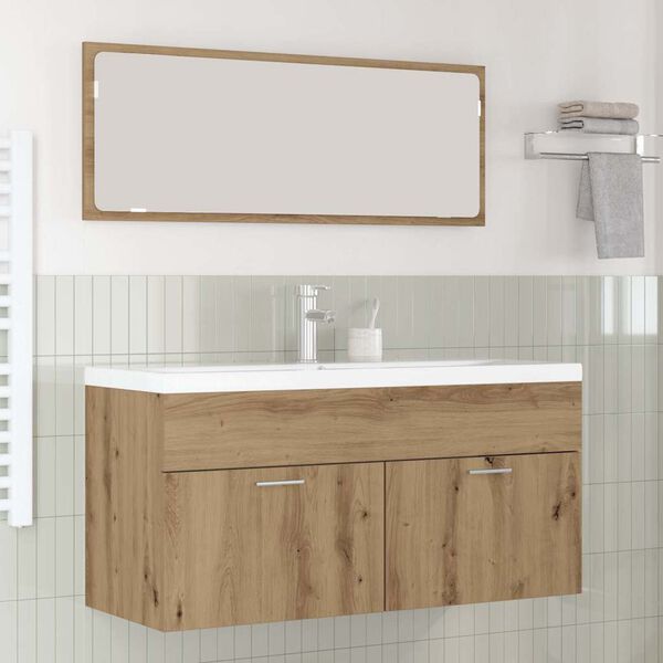 vidaXL Mobile da Bagno con porta Rovere artigianale 100 x 38,5 x 46 cm