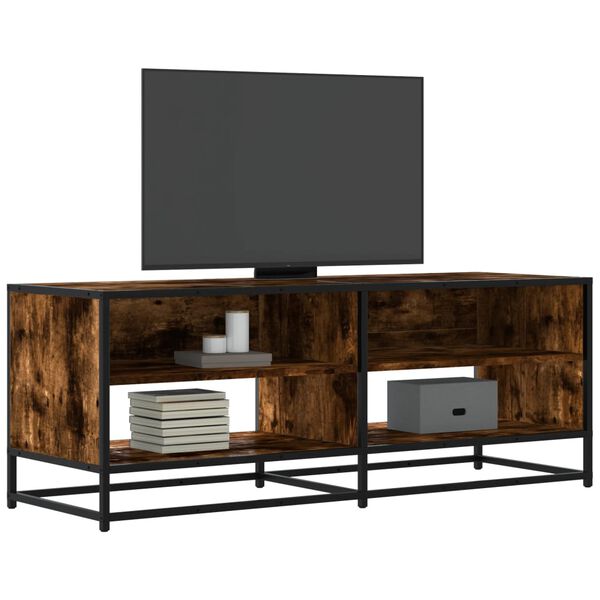 vidaXL Mobile TV Rovere Fumo 120,5x40x46cm Legno Multistrato e Metallo