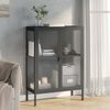 vidaXL Credenza Nera 75x35x105 cm Vetro e Acciaio