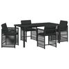 vidaXL Set da Pranzo per Giardino 5 pz Nero polyrattan