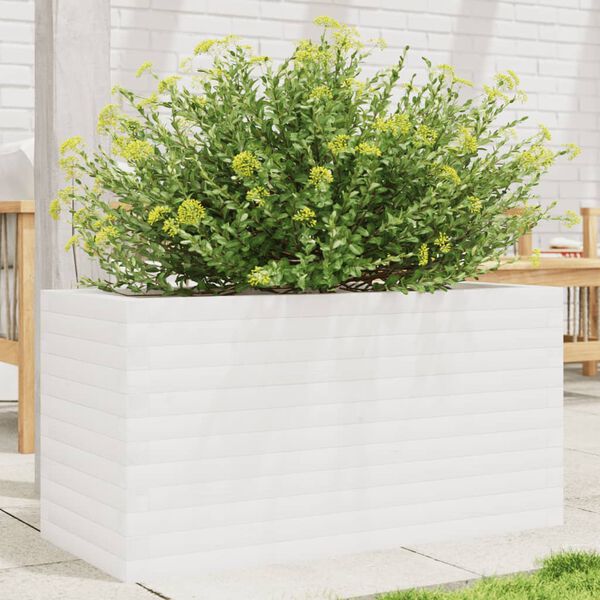 vidaXL Fioriera da Giardino Bianca 90x40x45,5cm Legno Massello di Pino
