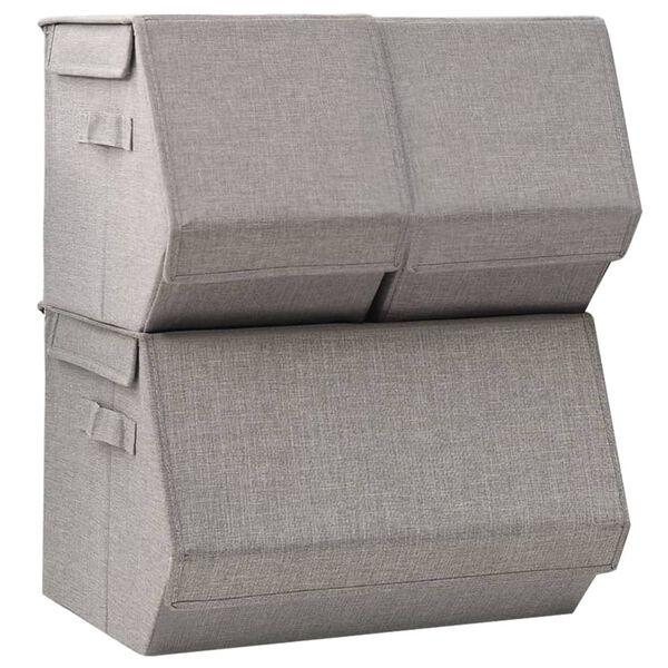 vidaXL Set Scatole Portaoggetti Impilabili 3pz in Tessuto Grigio