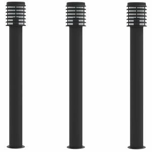 vidaXL Lampade da Terra per Esterni 3 pz Nere 110 cm in Acciaio Inox