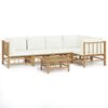 vidaXL Set Salotto da Giardino 6pz con Cuscini Bianco Crema in Bamb&ugrave;