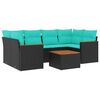 vidaXL Set Divani da Giardino 7 pz con Cuscini Nero in Polyrattan