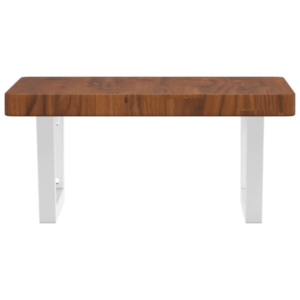 vidaXL Ripiano a Parete per Lavabo in Acciaio e Massello di Rovere