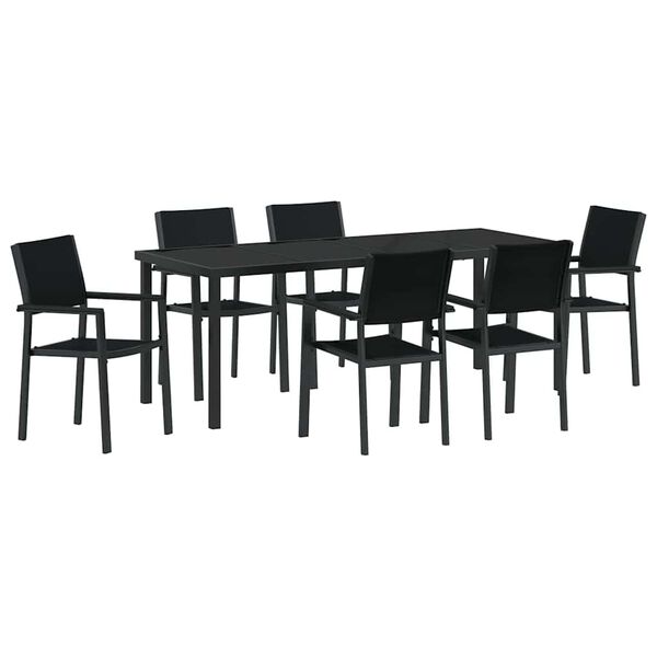 vidaXL Set da Pranzo per Giardino 7 pcs Nero