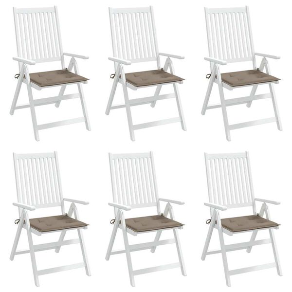vidaXL Cuscini per Sedia 6 pz Tortora 40x40x4 cm in Tessuto Oxford