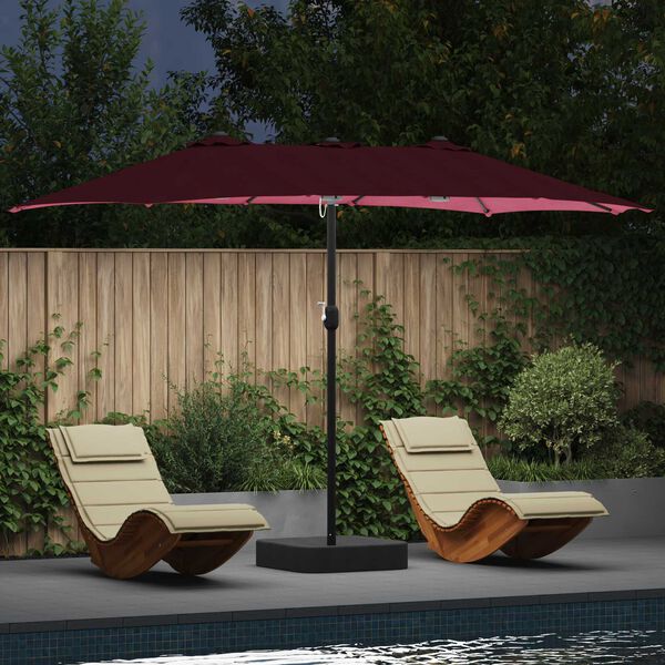 vidaXL Ombrello da giardino Rosso Bordeaux 385 x 209 x 244 cm