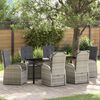 vidaXL Set da Pranzo per Giardino con cuscino 7 pcs Grigio polyrattan