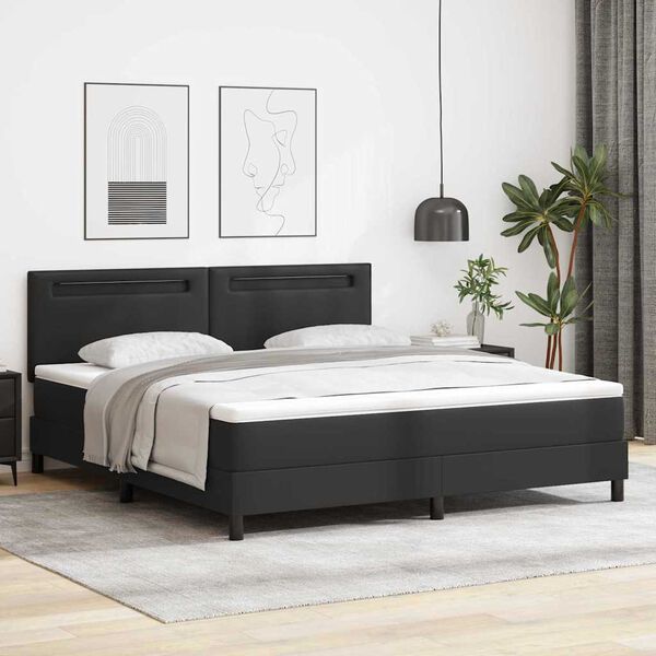 vidaXL Struttura letto con materasso Nero 180 x 200 cm Pelle sintetica