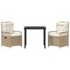 vidaXL Set da Pranzo per Giardino 3 pcs Beige e Bianco Crema