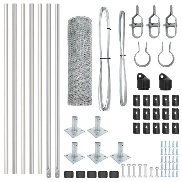vidaXL Palo della recinzione Argento 10 x 0,6 m (rete da 25 mm)
