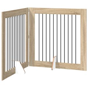 vidaXL Cancello per cani pieghevole con supporti 2 pz Rovere Sonoma