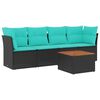vidaXL Set Divani da Giardino 5 pz con Cuscini Nero in Polyrattan