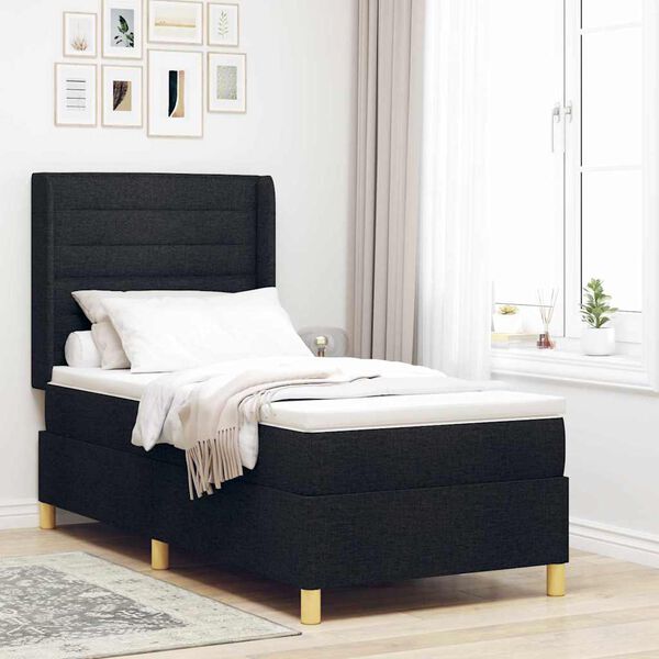 vidaXL Letto a molle con materasso Nero 100 x 200 cm Tessuto