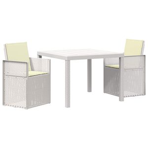 vidaXL Set da Pranzo per Giardino 3 pz Bianco e Crema PP