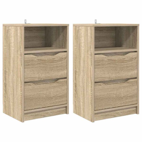 vidaXL Comodini 2 pcs Rovere Sonoma 40 x 30 x 467 cm Legno multistrato