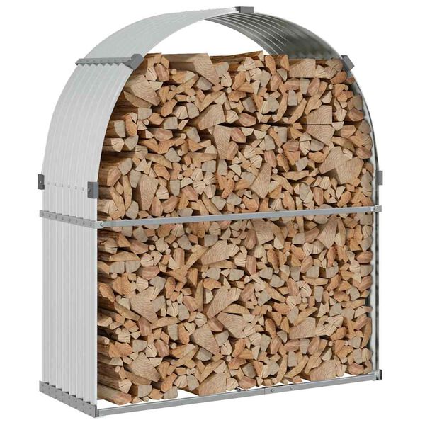 vidaXL Portaceppi Argento 120x45x140 cm in Acciaio Zincato