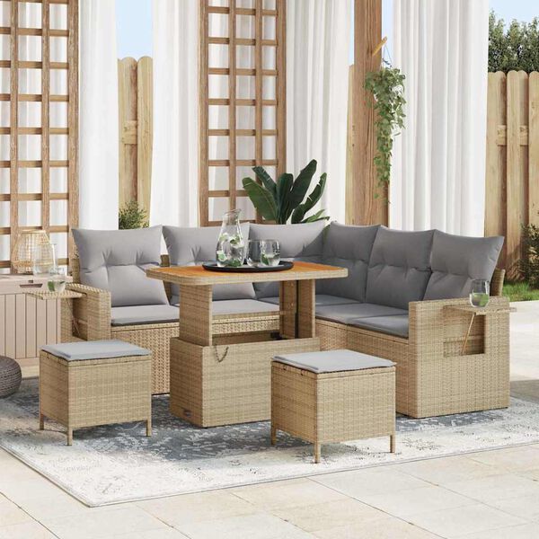 vidaXL Set Divano da Giardino con cuscino 8 pcs Beige polyrattan