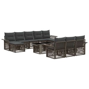 vidaXL Set Divano da Giardino 11 pz Grigio e Grigio Scuro polyrattan