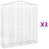 vidaXL Cesti Gabbioni ad Arco 3 pz 200x50x220/240 cm Ferro Zincato