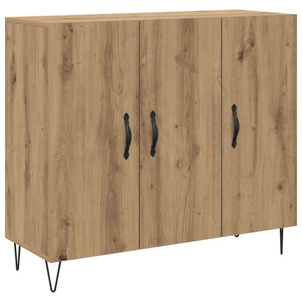 vidaXL Credenza Rovere artigianale 90 x 32,5 x 80 cm Legno multistrato