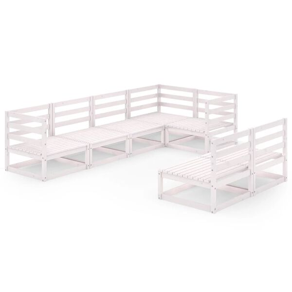 vidaXL Set Divani da Giardino 7pz Bianco in Legno Massello di Pino