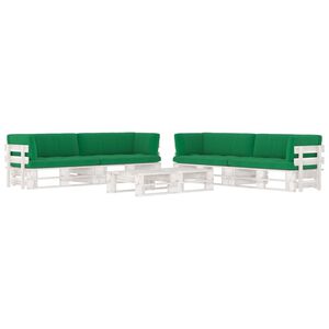 vidaXL Set Divani in Pallet con Cuscini 6 pz in Pino Impregnato Bianco
