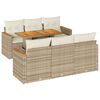 vidaXL Set Divani da Giardino 7 pz con Cuscini Beige Polyrattan Acacia