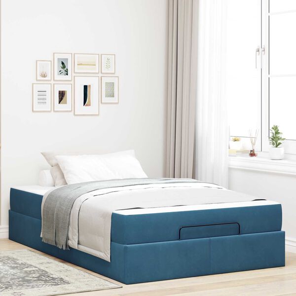 vidaXL Struttura letto con materasso con materasso 2 pcs Blu Velluto