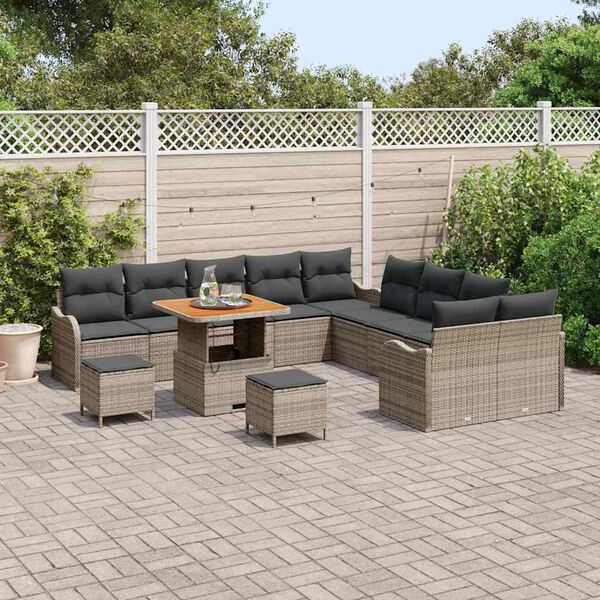 vidaXL Set Divano da Giardino 13 pcs Grigio polyrattan