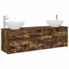 vidaXL Set di mobili per il bagno 3 pz Rovere Fumo 49,5 x 44,5 x 65 cm