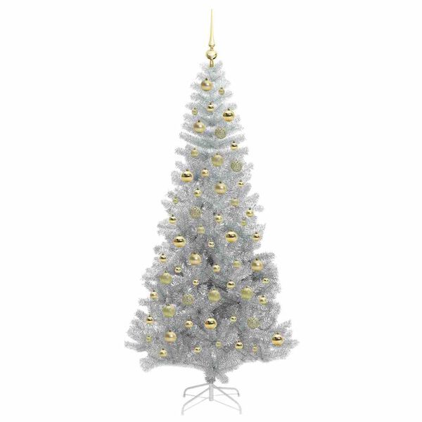 vidaXL Albero di Natale con 300 LED con supporto Argento 210 cm PET