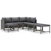 vidaXL Set Divani da Giardino 7 pz con Cuscini in Polyrattan Grigio
