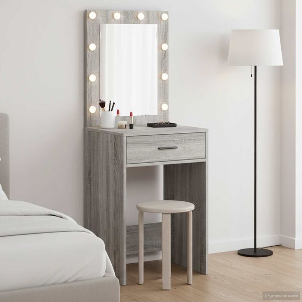 vidaXL Tavolo da trucco con cassetto Grigio Sonoma 50 x 41 x 135 cm
