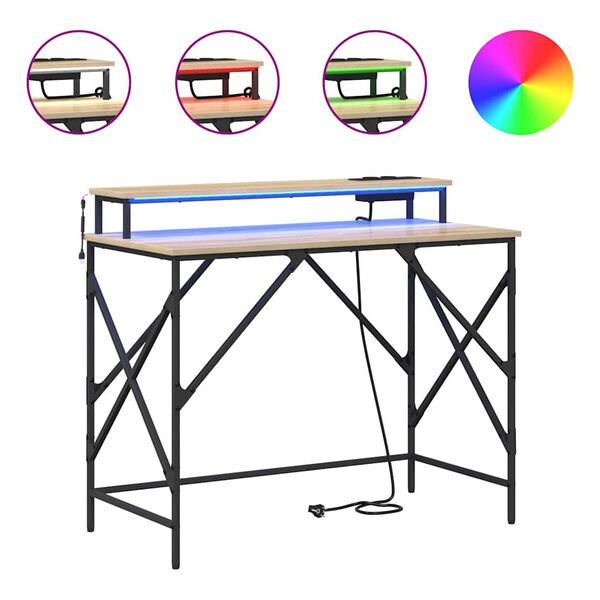 vidaXL Scrivania Rovere Sonoma 100 x 50 x 86,5 cm Legno multistrato