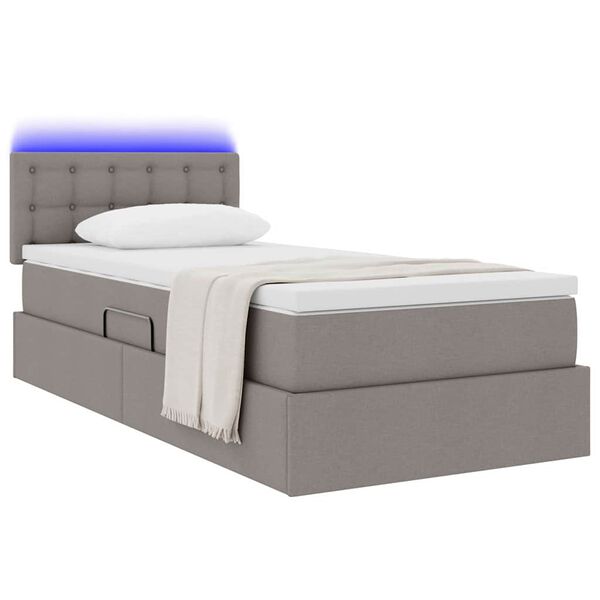 vidaXL Letto con contenitore e LED con led Talpa 90 x 200 cm Tessuto