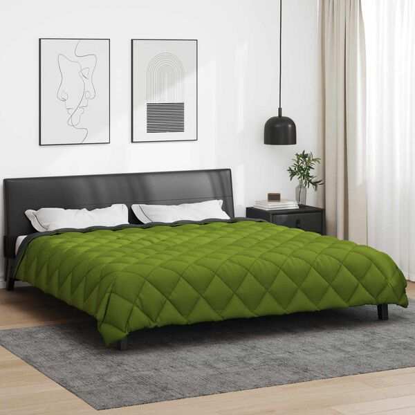 vidaXL Duvet Invernale Verde e Antracite 220 x 260 cm Microfibra