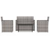 vidaXL Set Divani da Esterno 4 pz con Cuscini in Polyrattan Grigio