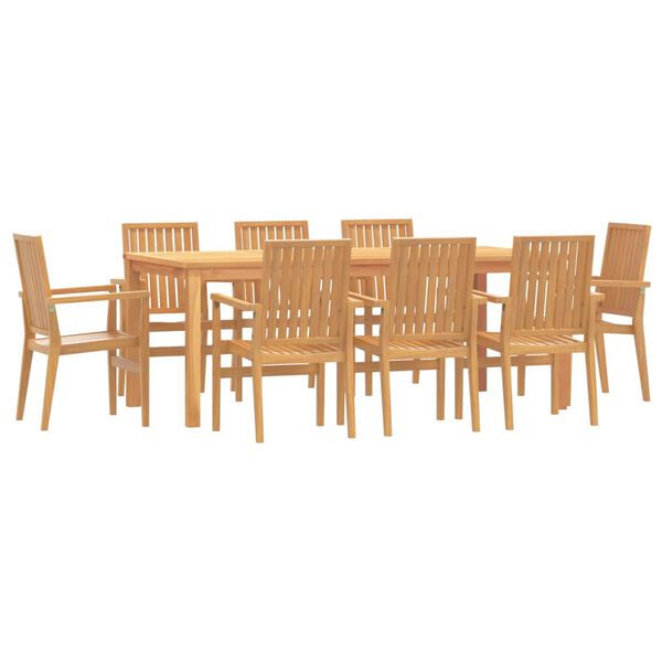 vidaXL Set da Pranzo per Giardino 9 pz in Legno Massello di Teak