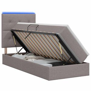 vidaXL Letto con contenitore LED e materasso Tortora 90 x 200 cm