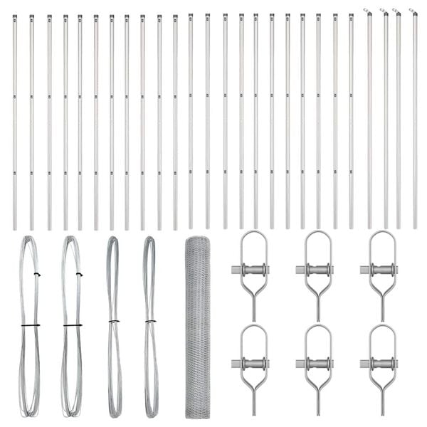 vidaXL Palo della recinzione Argento 50 x 1 m (rete 25 mm) Acciaio