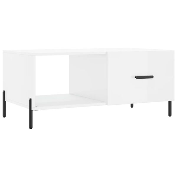 vidaXL Tavolino da Salotto Bianco Lucido 90x50x40 cm Legno Multistrato