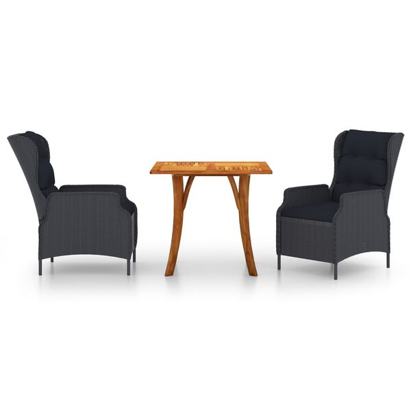 vidaXL Set Mobili da Pranzo per Giardino 3 pz Grigio Scuro