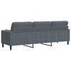 vidaXL Divano a 3 Posti con Cuscini Grigio Scuro 210 cm in Velluto