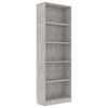 vidaXL Libreria 5 Ripiani Grigio Cemento 60x24x175cm Legno Multistrato